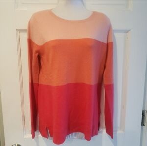 C&C California 100% Cashmere Scoop Neck Hip Length Sweater Women's Large Coral